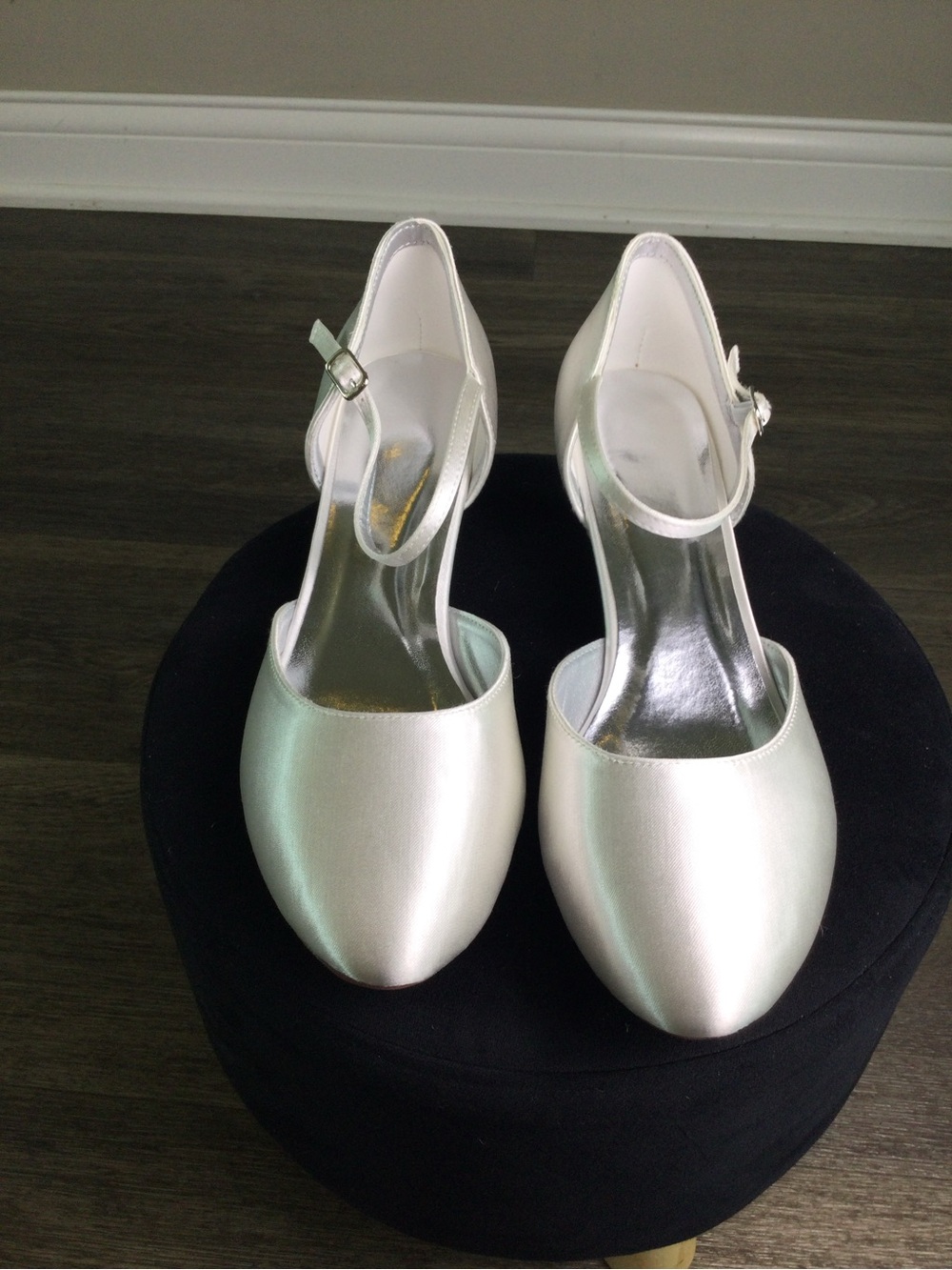 Satin Ivory Ankle-Strap Heels for Women